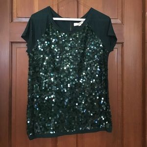 Ann Taylor forest green sequin shirt