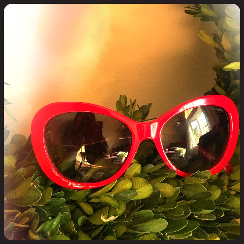 Red Chanel sunglasses