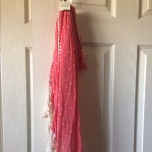 Women pink scarf