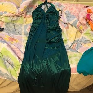 Evening Dark Green Silk Dress