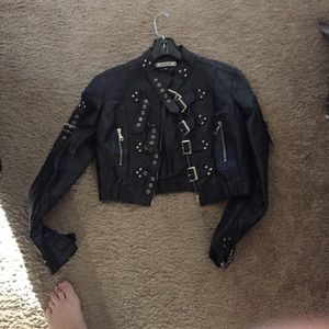 Bebe black leather biker jacket medium