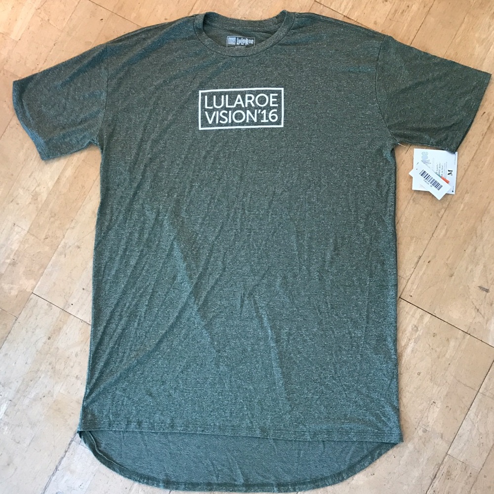 Green-grey LulaRoe Patrick "Inspire Tour" Shirt