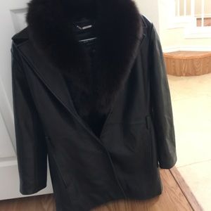 Marc New York by Andrew Marc leather coat w/ fur