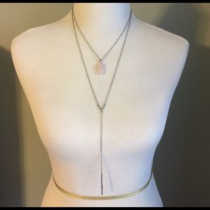 Jules Smith Rose Quartz Layer Lariat Necklace