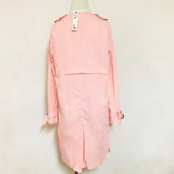 Long slits duster pink coat jacket - Picture 2 of 4