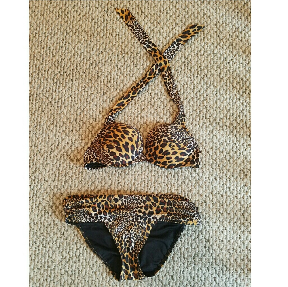 Victoria secret cheetah bombshell swim suit (34b)