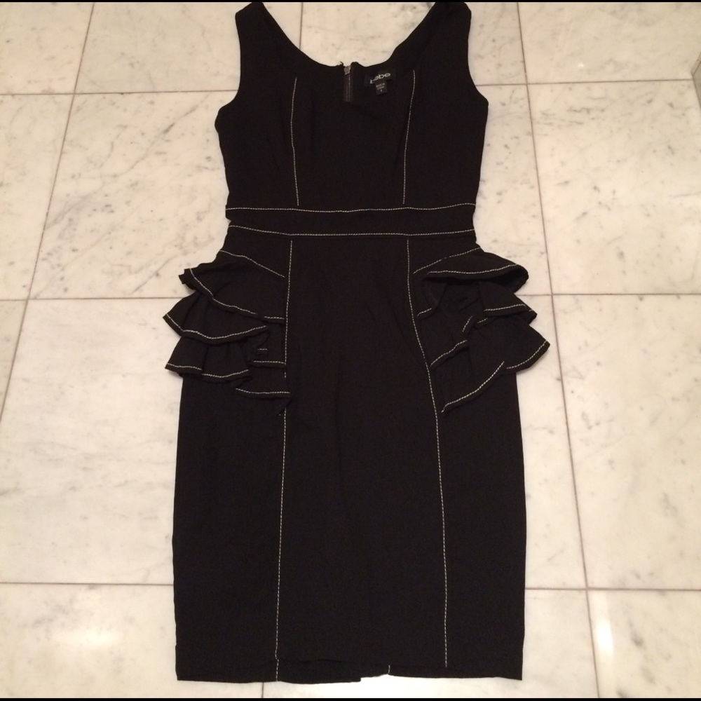 Bebe Peplum Dress with Contrast Stitching