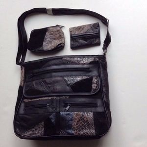 🆕New Patchwork🌷Leather Shoulder Bag + BONUS Coin Wallet Purse