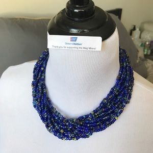 Gorgeous Blue and Green Beaded Collar Necklace