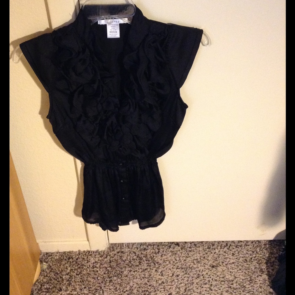 Black ruffle top
