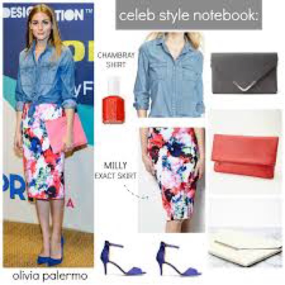 LAST♦️MILLY DESIGNATION FLORAL MIDI SCUBA SKIRT - Picture 4 of 6