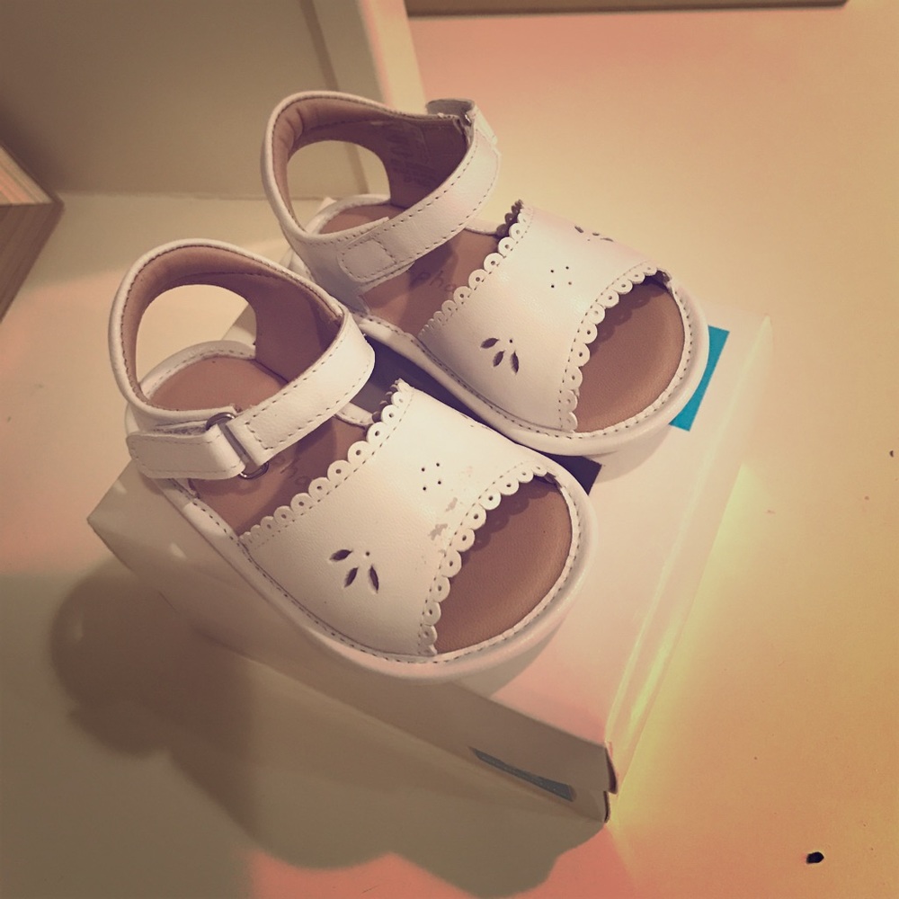 Toddler girl elephantito white leather sandal
