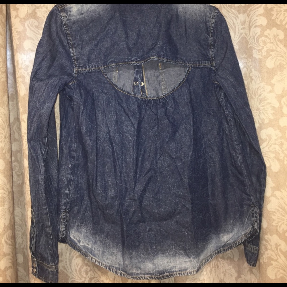 Denim button up top with key hole back