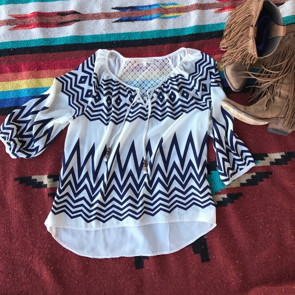 White and blue chevron Blouse 💅