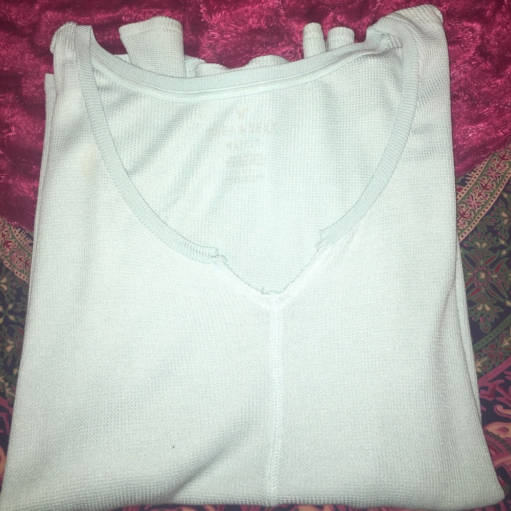 Light blue AE Soft & Sexy Waffle long sleeve