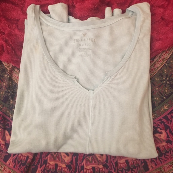 Light blue AE Soft & Sexy Waffle long sleeve - Picture 2 of 4