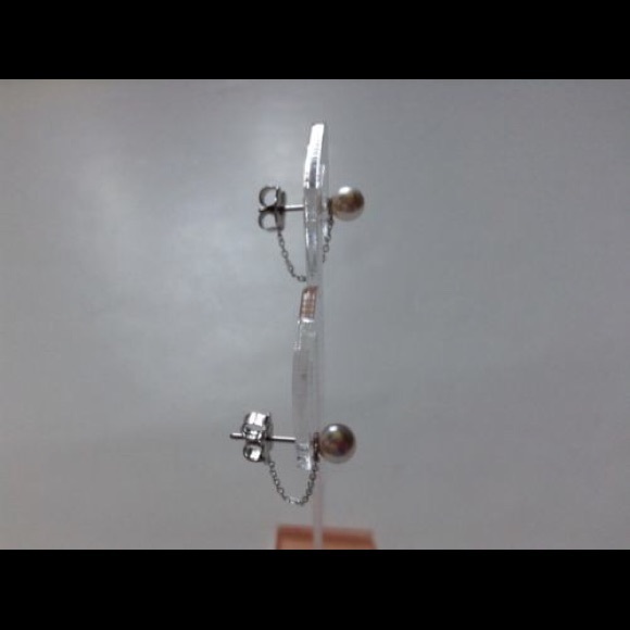 Nadri 💍Dainty Pearl Earrings Studs Silver Chain Bride Wedding Birthday Huggies - Picture 9 of 9