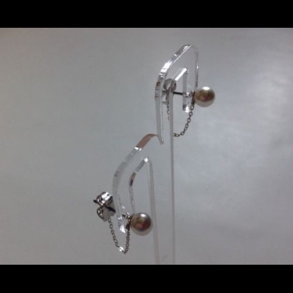 Nadri 💍Dainty Pearl Earrings Studs Silver Chain Bride Wedding Birthday Huggies - Picture 5 of 9