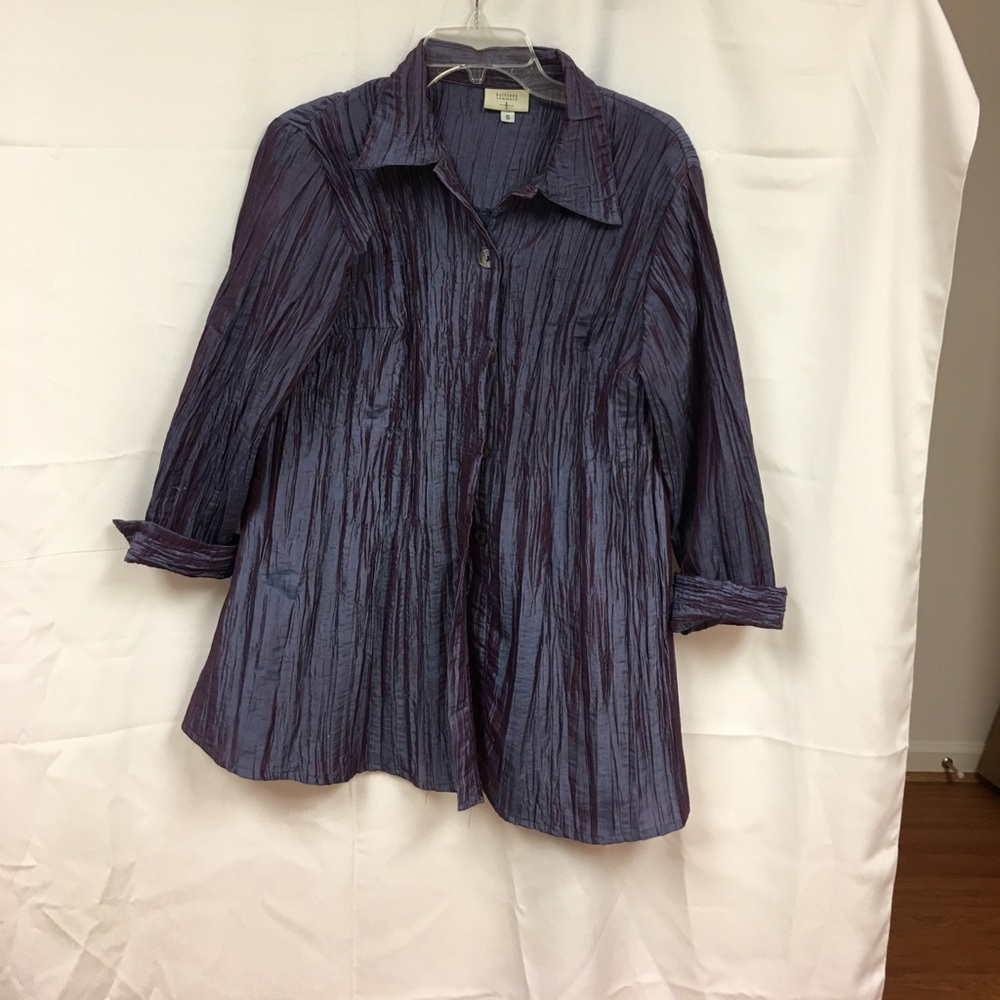 Duster Jacket krinkly fabric Purple S. Mid thigh