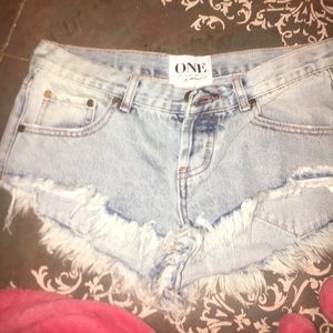One Teaspoon diamonde bonitas denim shorts frayed