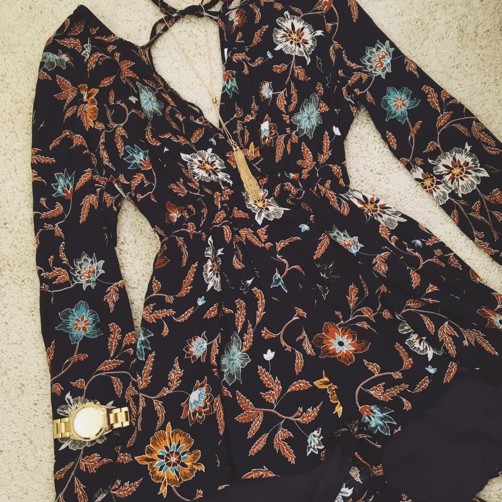 Navy Floral Romper