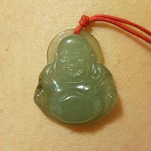 Genuine Jade laughing Buddha necklace