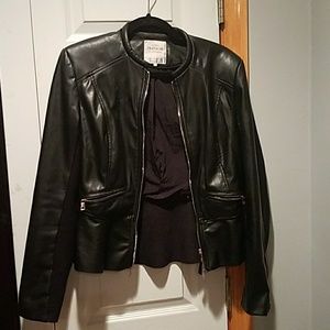 Zara vegan leather peplum jacket