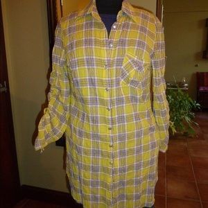 NWT Splendid Yellow Long Button Up Blouse