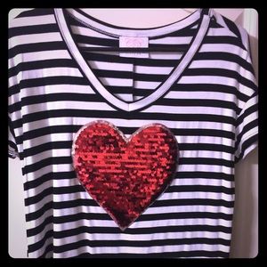 Striped heart T