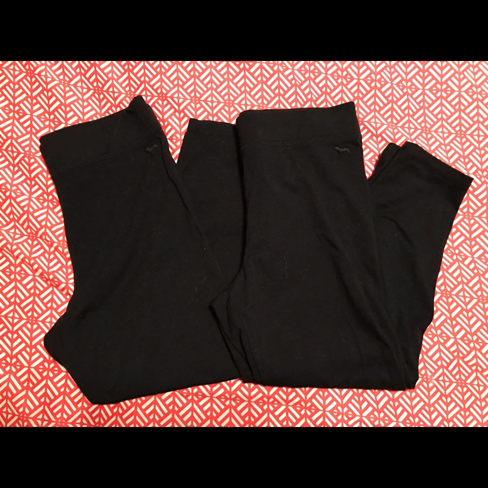 Two black Victoria's Secret crop leggings
