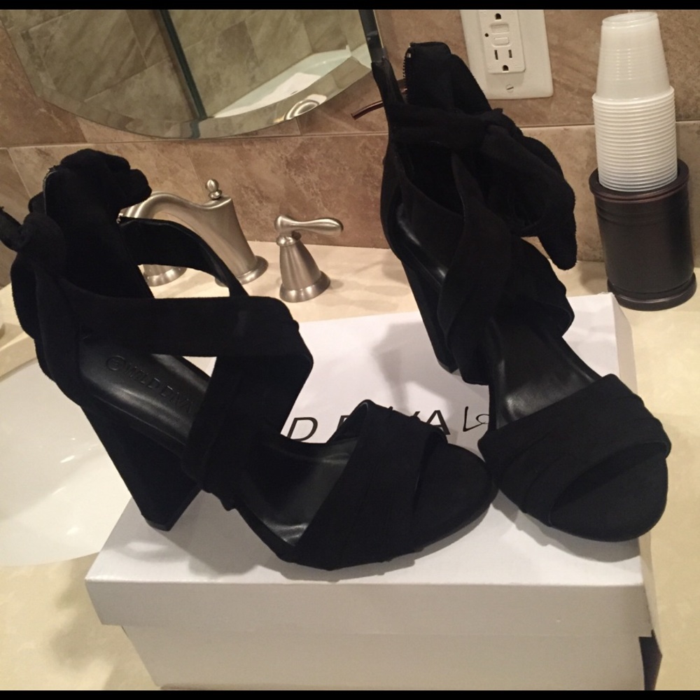 Chunky black heels