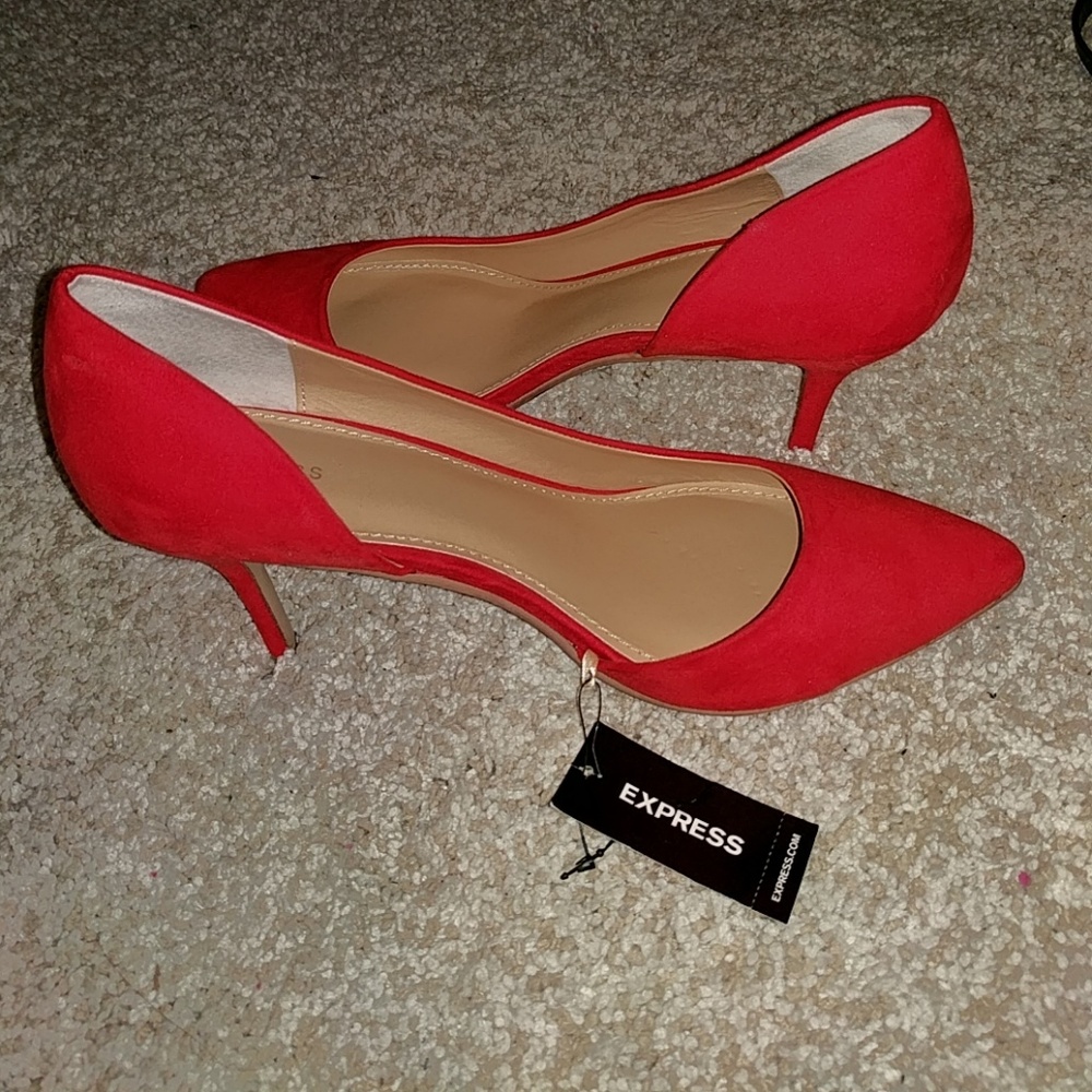 Red Suede Express Heels