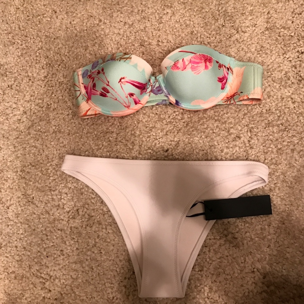Triangl strapless swim top with matching bottoms