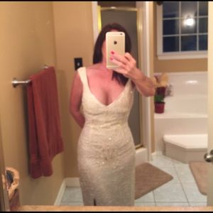 Beautiful off-white Gown with pearlescent sequins