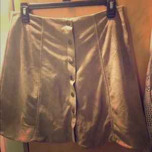 Boutique Button-Up Suede Skirt