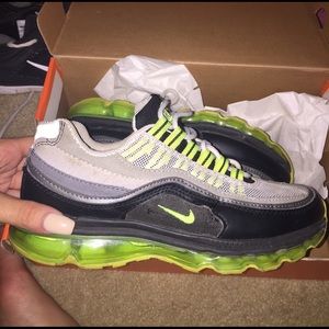 Neon green, grey and black Nike Airmaxes