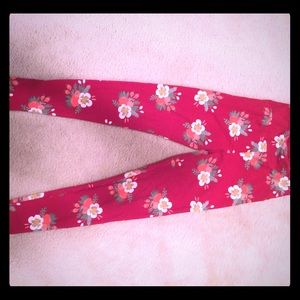 Red, strawberry blossom Lularoe leggings