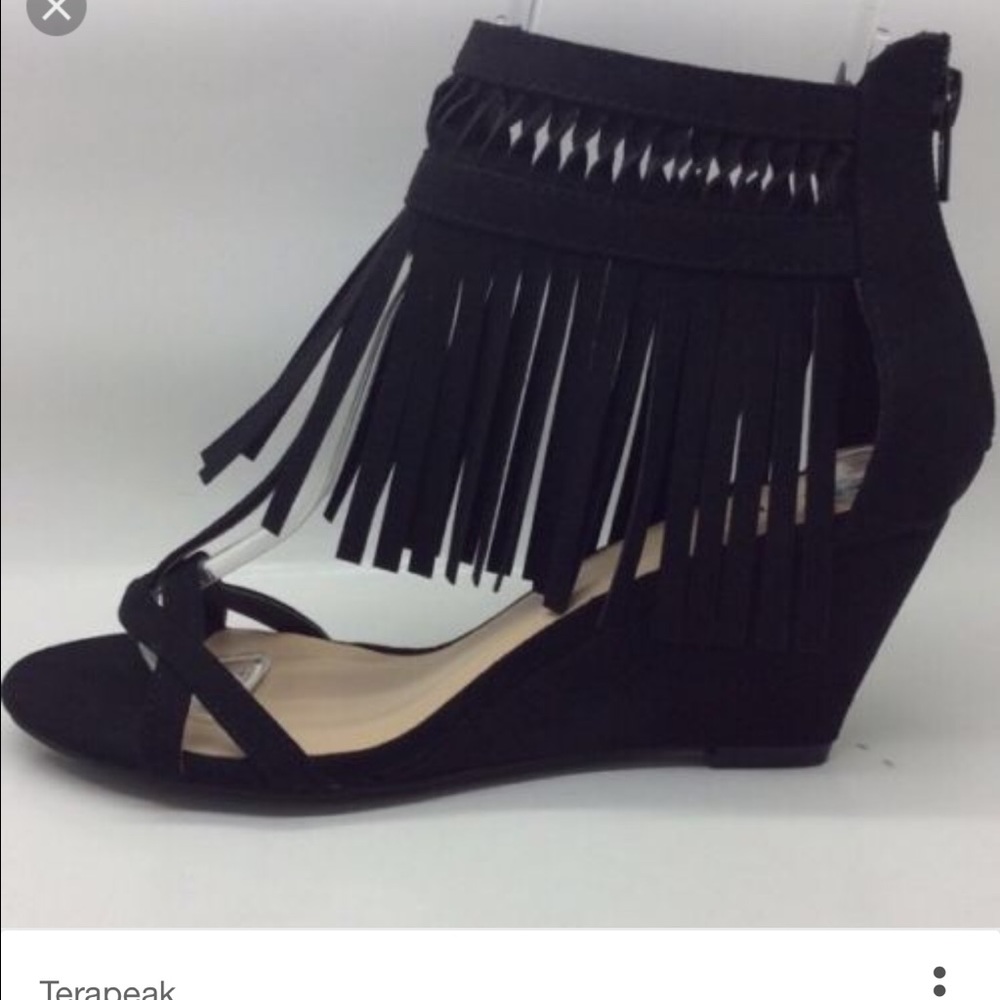 Black Fringe Sandals