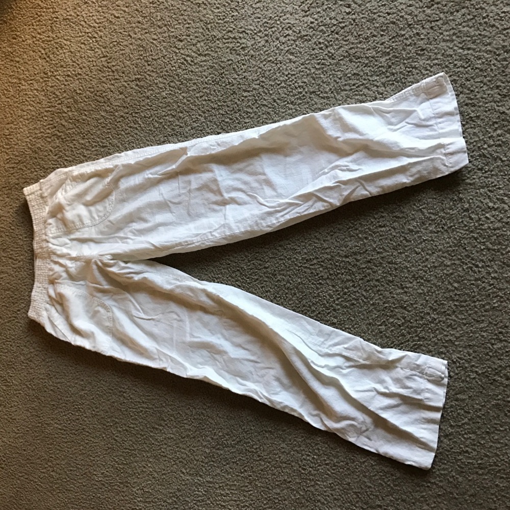 White linen pants