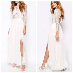 Fame and Partners Geo Heartline Lace Maxi Dress