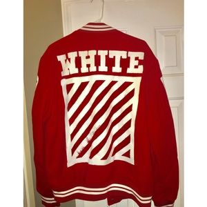 Men's OFF WHITE Red Varsity Jacket. (NWT)