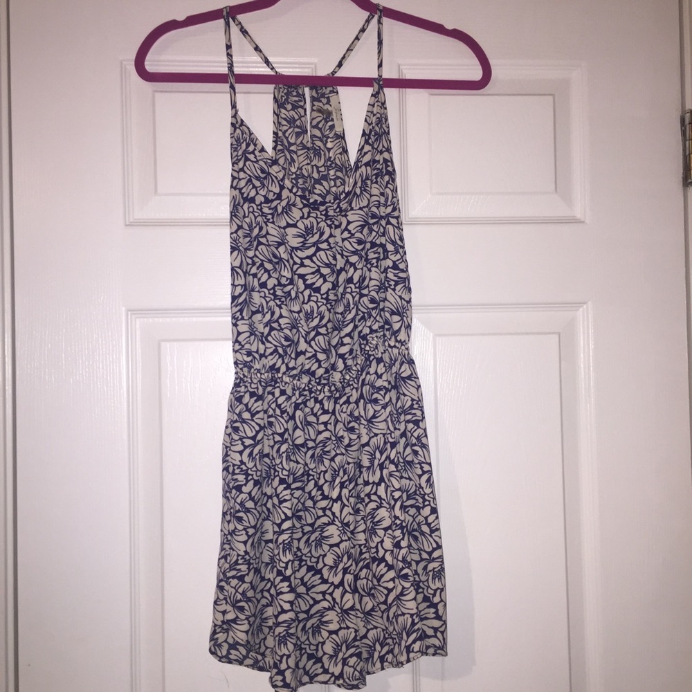 Soprano Blue & White Flower Pattern Romper