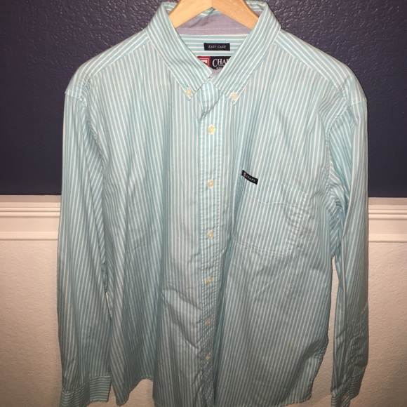 Chaps baby blue and white strip sport shirt - Picture 1 of 1