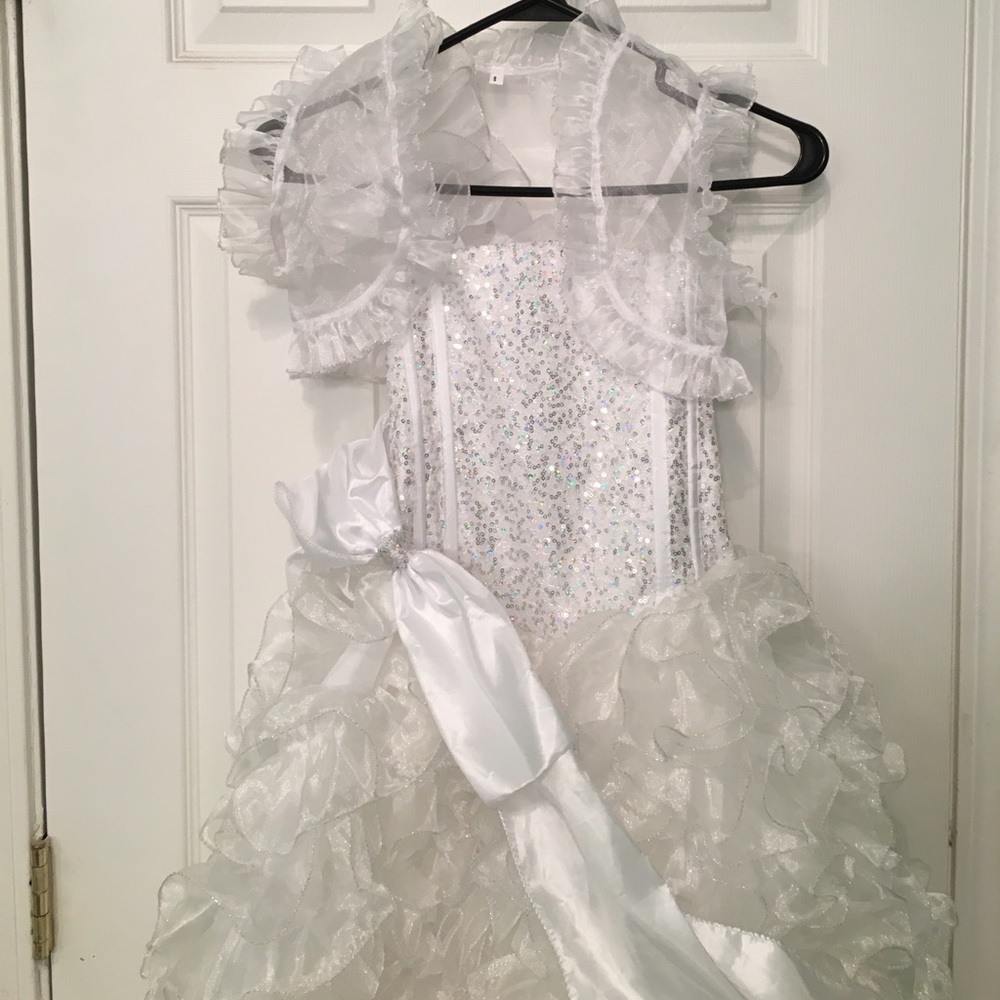 Girl White Pageant Dress size 8