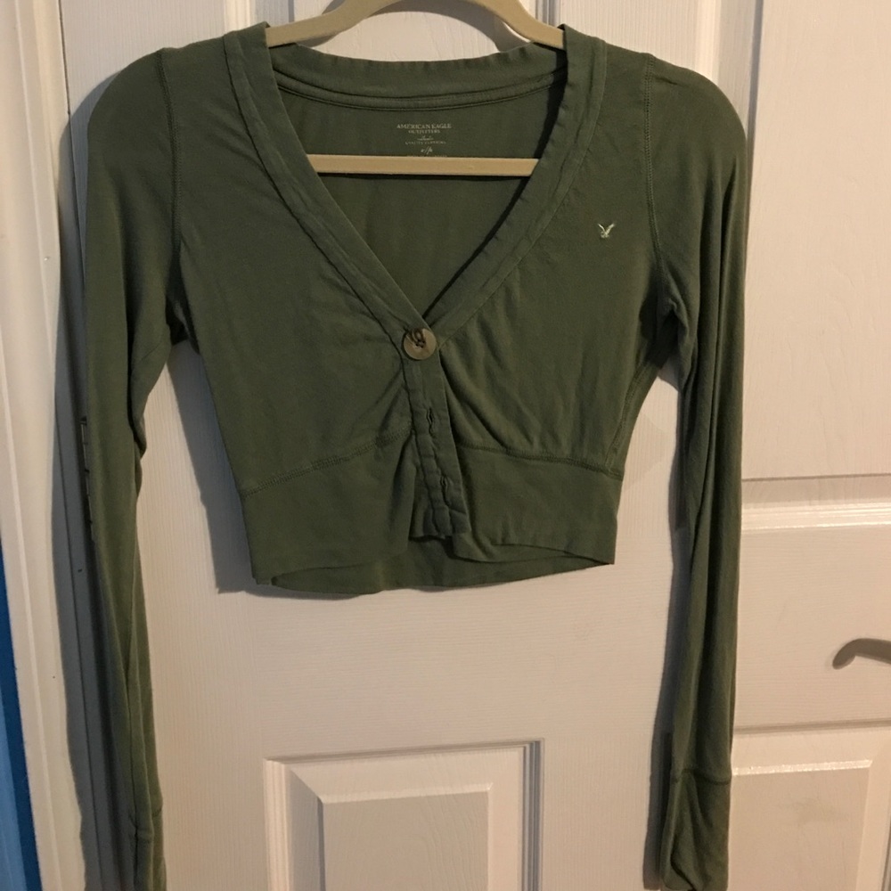 Olive green cropped sweater