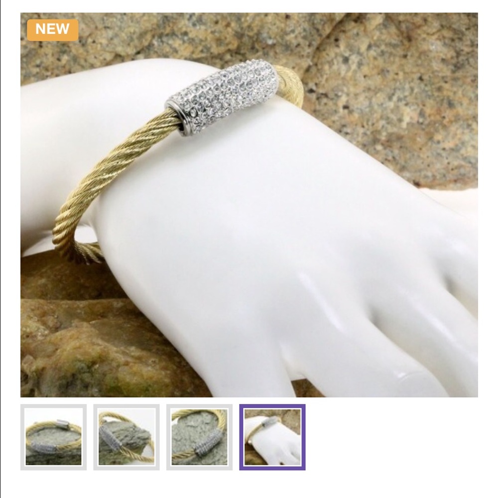 18k Gold Over Sterling Silver Layered Bracelet - Picture 3 of 4