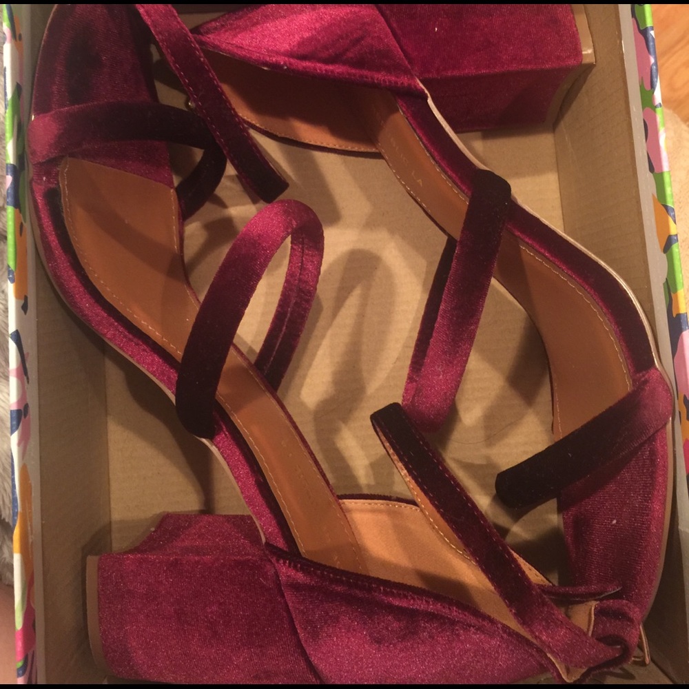 Velvet wine colored heels