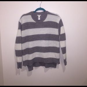 Forever 21 grey and cream striped knit sweater