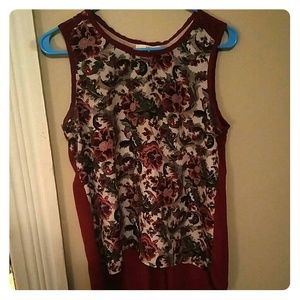 Hollywould Maroon Floral Print Tank Top Sz M