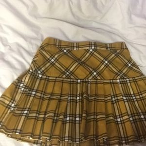 Mustard Plaid Pleated Skirt Forever 21 M